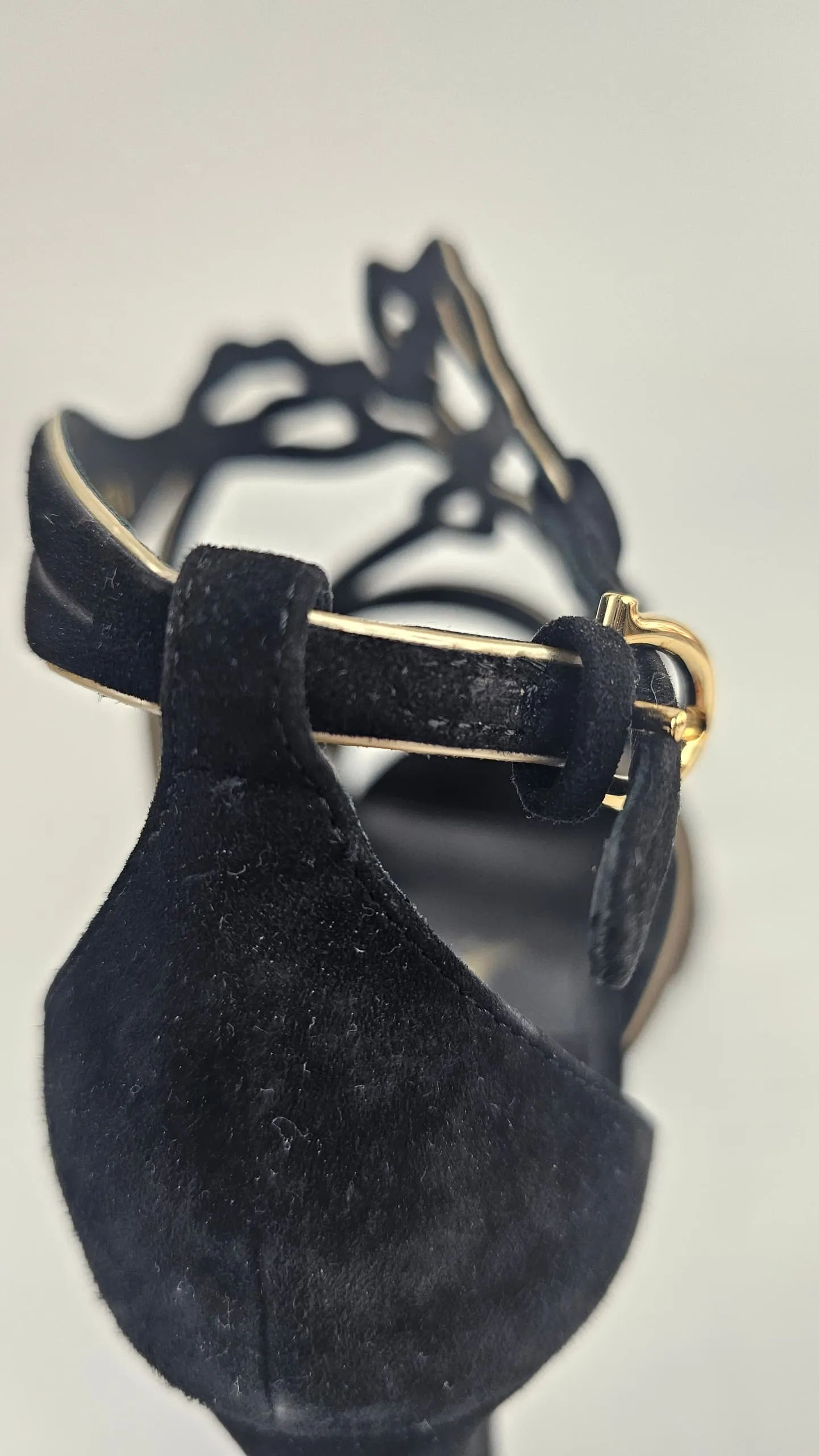 Black Suede Arzano Sandals Heels