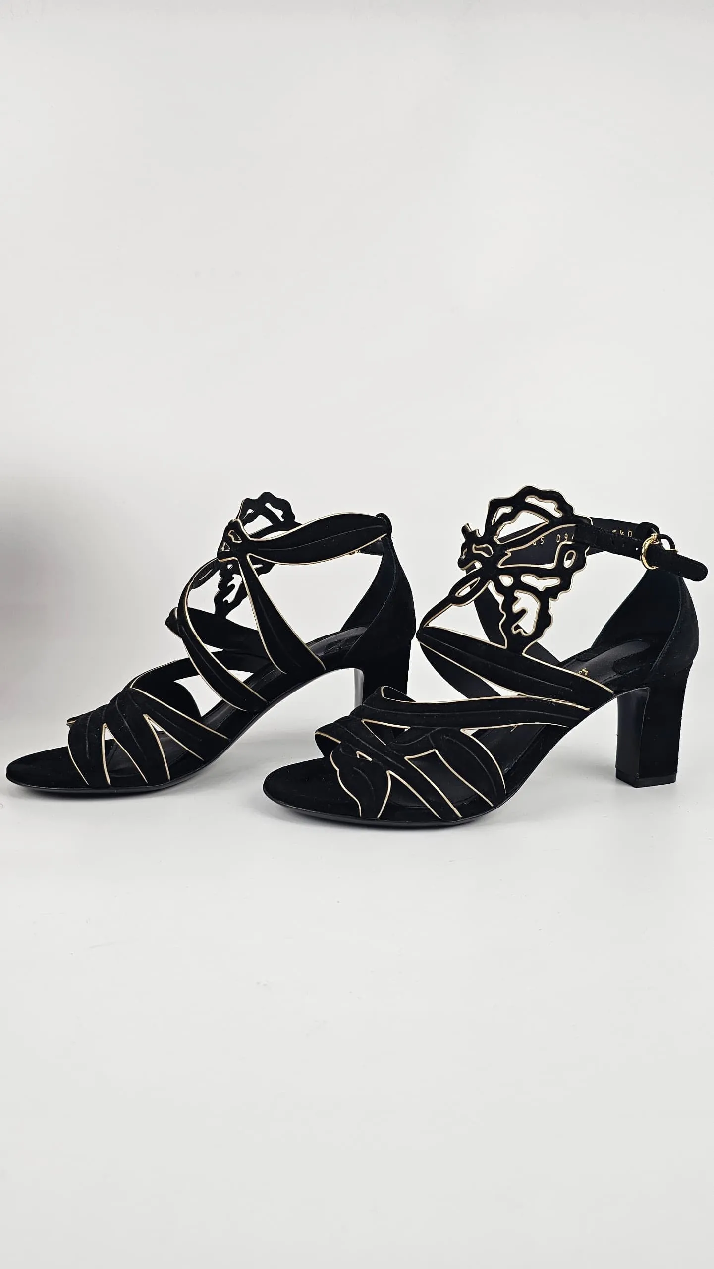 Black Suede Arzano Sandals Heels