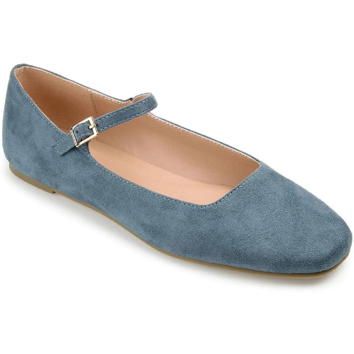 Journee Collection Womens Carrie Faux Suede Slip On Ballet Flats