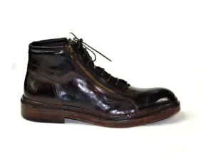 SAM DARK BROWN DOUBLE ZIP BOOTS